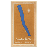 Owasco Lake, New York Stained Wood and Distressed White Frame Lake Map Silhouette