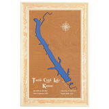 Tuttle Creek Lake, Kansas Stained Wood and Distressed White Frame Lake Map Silhouette