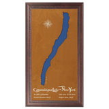 Canandaigua Lake, New York Stained Wood and Dark Walnut Frame Lake Map Silhouette