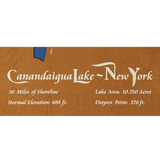 Canandaigua Lake, New York Stained Wood and Dark Walnut Frame Lake Map Silhouette