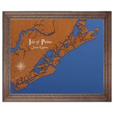 Isle of Palms, South Carolina Stained Wood and Dark Walnut Frame Lake Map Silhouette