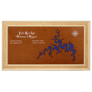 Table Rock Lake, Arkansas and Missouri Stained Wood and Distressed White Frame Lake Map Silhouette