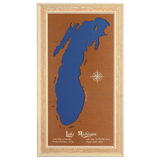 Lake Michigan, Michigan, Wisconsin, Illinois, and Indiana Stained Wood and Distressed White Frame Lake Map Silhouette