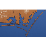 Crystal Coast, North Carolina Stained Wood and Dark Walnut Frame Lake Map Silhouette