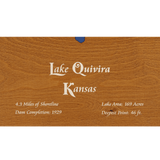 Lake Quivira, Kansas Stained Wood and Distressed White Frame Lake Map Silhouette