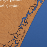 Pawleys Island, South Carolina Stained Wood and Distressed White Frame Lake Map Silhouette