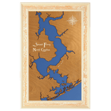 Sneads Ferry, North Carolina  Stained Wood and Distressed White Frame Lake Map Silhouette