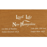 Lovell Lake, New Hampshire Stained Wood and Distressed White Frame Lake Map Silhouette