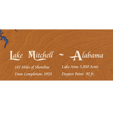 Lake Mitchell, Alabama Stained Wood and Distressed White Frame Lake Map Silhouette