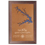 Clarks Hill Lake, Georgia and South Carolina Stained Wood and Dark Walnut Frame Lake Map Silhouette