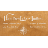 Hamilton Lake, Indiana Stained Wood and Dark Walnut Frame Lake Map Silhouette