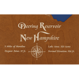 Deering Reservoir, New Hampshire Stained Wood and Dark Walnut Frame Lake Map Silhouette