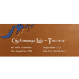 Chickamauga Lake, Tennessee Stained Wood and Dark Walnut Frame Lake Map Silhouette