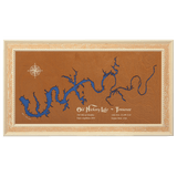 Old Hickory Lake, Tennessee Stained Wood and Distressed White Frame Lake Map Silhouette