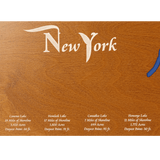 The Finger Lakes, New York Stained Wood and Distressed White Frame Lake Map Silhouette