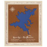 Squam Lake, New Hampshire Stained Wood and Distressed White Frame Lake Map Silhouette