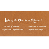 Lake of the Ozarks, Missouri Stained Wood and Distressed White Frame Lake Map Silhouette
