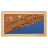 Little River, South Carolina Stained Wood and Distressed White Frame Lake Map Silhouette