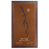 Kentucky Lake, Kentucky and Tennessee Stained Wood and Dark Walnut Frame Lake Map Silhouette