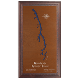 Kentucky Lake, Kentucky and Tennessee Stained Wood and Dark Walnut Frame Lake Map Silhouette