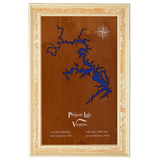 Philpott Lake, Virginia Stained Wood and Distressed White Frame Lake Map Silhouette