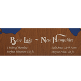 Bow Lake, New Hampshire Stained Wood and Dark Walnut Frame Lake Map Silhouette