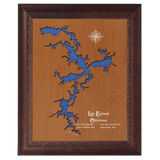 Lake Eufaula, Oklahoma Stained Wood and Dark Walnut Frame Lake Map Silhouette