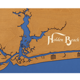 Holden Beach, North Carolina Stained Wood and Dark Walnut Frame Lake Map Silhouette