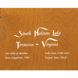 South Holston Lake, Tennessee and Virginia Stained Wood and Distressed White Frame Lake Map Silhouette