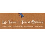 Lake Texoma, Texas and Oklahoma Stained Wood and Distressed White Frame Lake Map Silhouette
