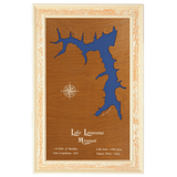 Lake Lotawana, Missouri Stained Wood and Distressed White Frame Lake Map Silhouette