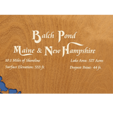 Balch Pond, Maine and New Hampshire Stained Wood and Dark Walnut Frame Lake Map Silhouette