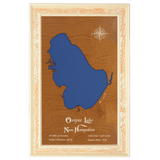 Ossipee Lake, New Hampshire Stained Wood and Distressed White Frame Lake Map Silhouette