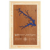 Lake Thurmond, South Carolina Stained Wood and Distressed White Frame Lake Map Silhouette