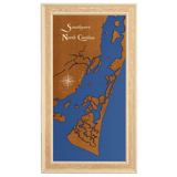 Southport, North Carolina Stained Wood and Distressed White Frame Lake Map Silhouette