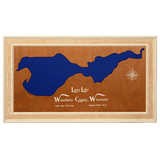 Long Lake, Wisconsin Stained Wood and Distressed White Frame Lake Map Silhouette