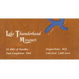 Lake Thunderhead, Missouri Stained Wood and Distressed White Frame Lake Map Silhouette