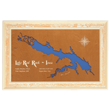 Lake Red Rock, Iowa Stained Wood and Distressed White Frame Lake Map Silhouette