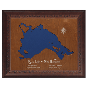 Bow Lake, New Hampshire Stained Wood and Dark Walnut Frame Lake Map Silhouette