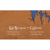 Lake Berryessa, California Stained Wood and Dark Walnut Frame Lake Map Silhouette