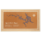 Lake of the Ozarks, Missouri Stained Wood and Distressed White Frame Lake Map Silhouette