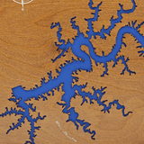 Lake Cumberland, Kentucky Stained Wood and Dark Walnut Frame Lake Map Silhouette