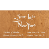 Star Lake, New York Stained Wood and Distressed White Frame Lake Map Silhouette