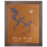 Hiwassee Lake, North Carolina Stained Wood and Dark Walnut Frame Lake Map Silhouette