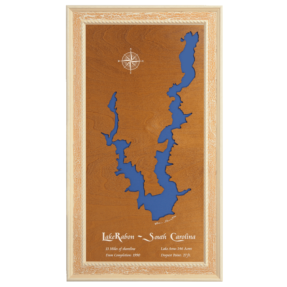 Lake Rabon, South Carolina Stained Wood and Distressed White Frame Lak ...
