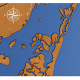 Bald Head Island, North Carolina Stained Wood and Dark Walnut Frame Lake Map Silhouette