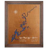 Logan Martin Lake, Alabama Stained Wood and Dark Walnut Frame Lake Map Silhouette