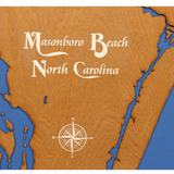 Masonboro Beach, North Carolina Stained Wood and Distressed White Frame Lake Map Silhouette