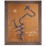 Neely Henry Lake, Alabama Stained Wood and Dark Walnut Frame Lake Map Silhouette