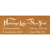 Honeoye Lake, New York Stained Wood and Dark Walnut Frame Lake Map Silhouette